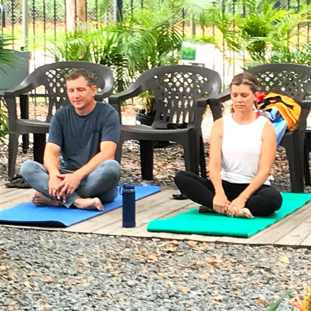 Joey and Kim Doing Yoga on Yoga Mats