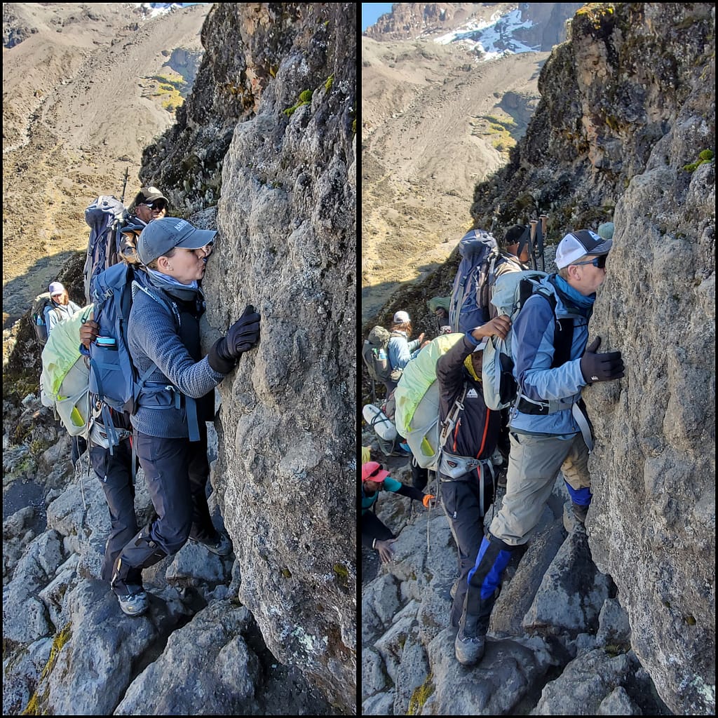 Kim and Joey Kissing the Kissing Rock on Kilimanjaro