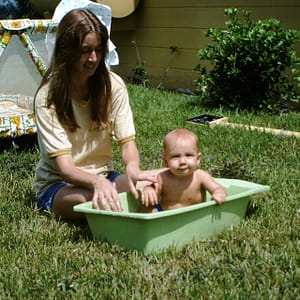 Baby Joey in the Garden in a Tub
