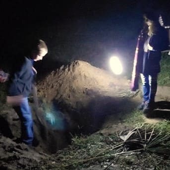 Kids Digging at Night