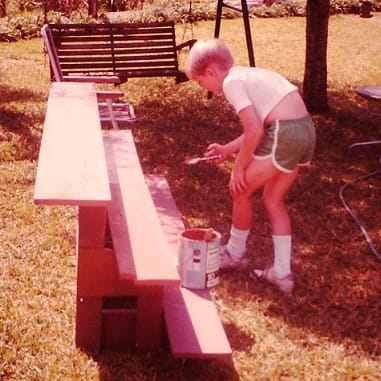 Joey Painting a Plant Shelf in the 80s