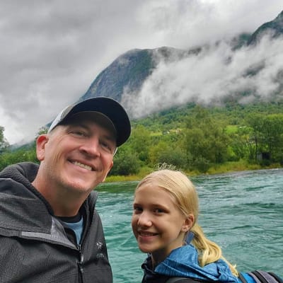 Joey and Abby at a Fjord in Norway