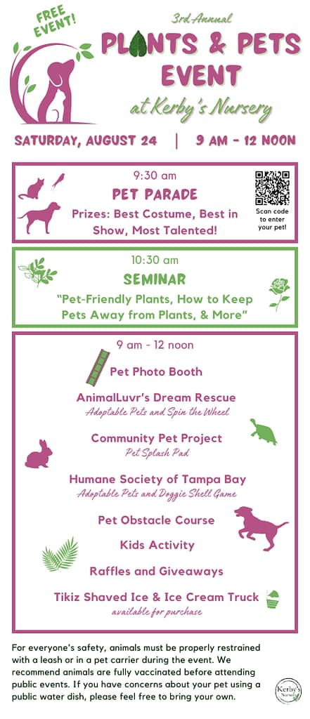 Kerby's Nursery Plants & Pets Event Information, August 24, 2024