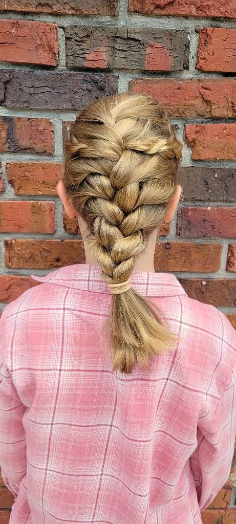 Maddy with her Taylor Swift "Evermore Era" hairstyle.