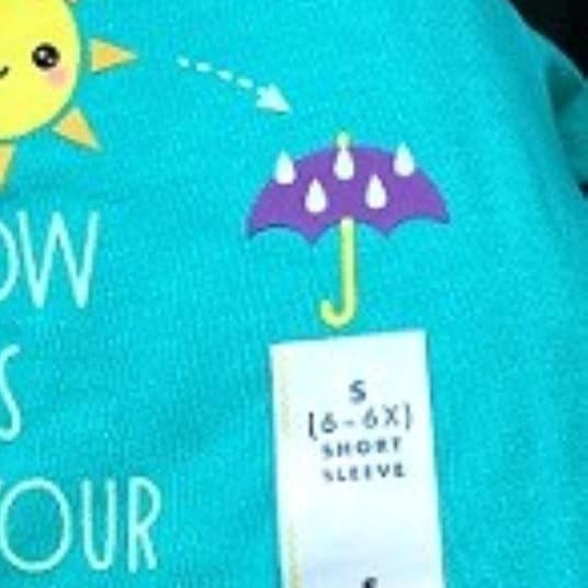 T-Shirt Up Close with Size Sticker