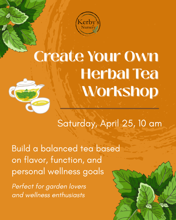 Create Your Own Herbal Tea Workshop at Kerby's Nursery, April 25, 2026