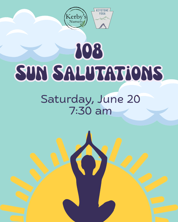 108 Sun Salutations Yoga Event at Kerby's Nursery, June 20, 2026