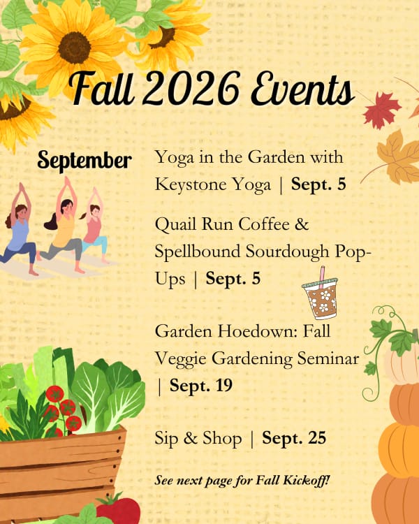 Kerby's Nursery Fall 2026 Calendar of Events Page 1