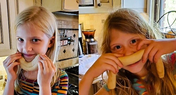 Girls Being Funny with Pretzel Dough
