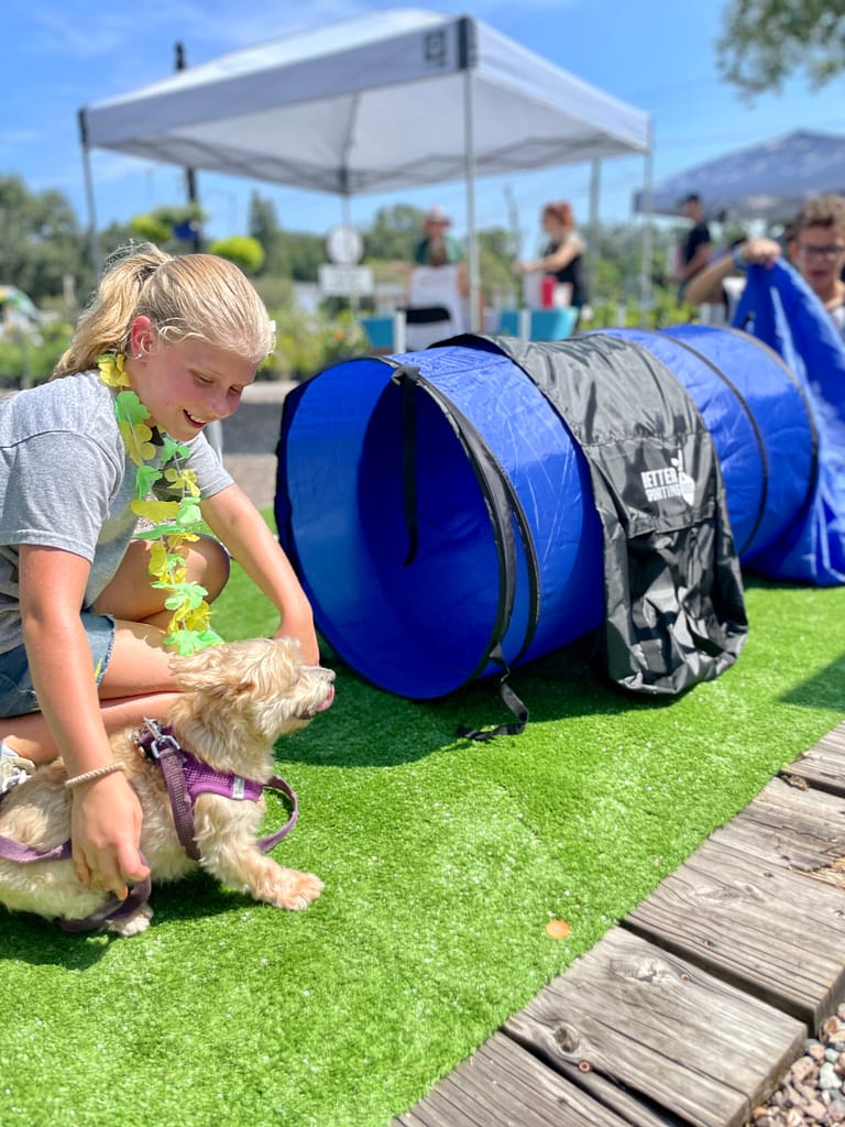 Girl with Dog Doing Obstacle Course