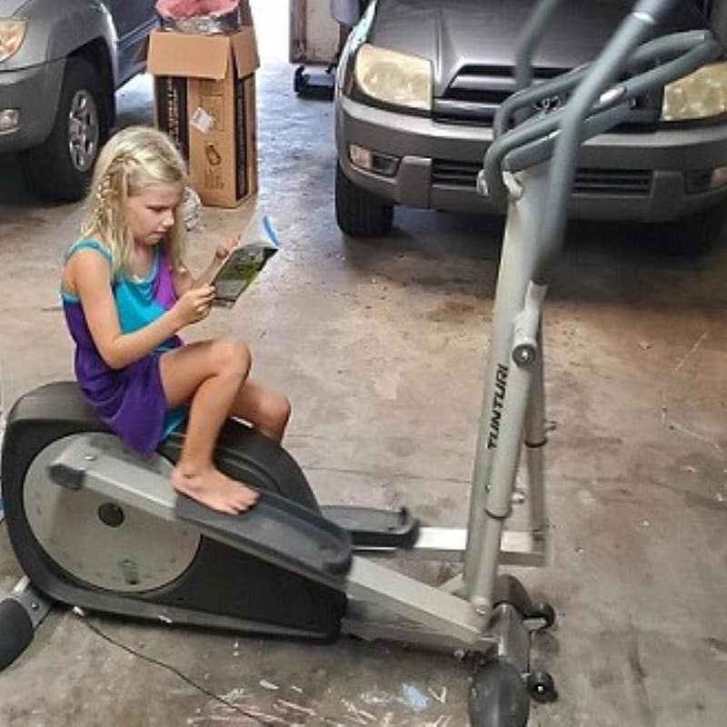 Abby Reading and Exercising at the Same Time