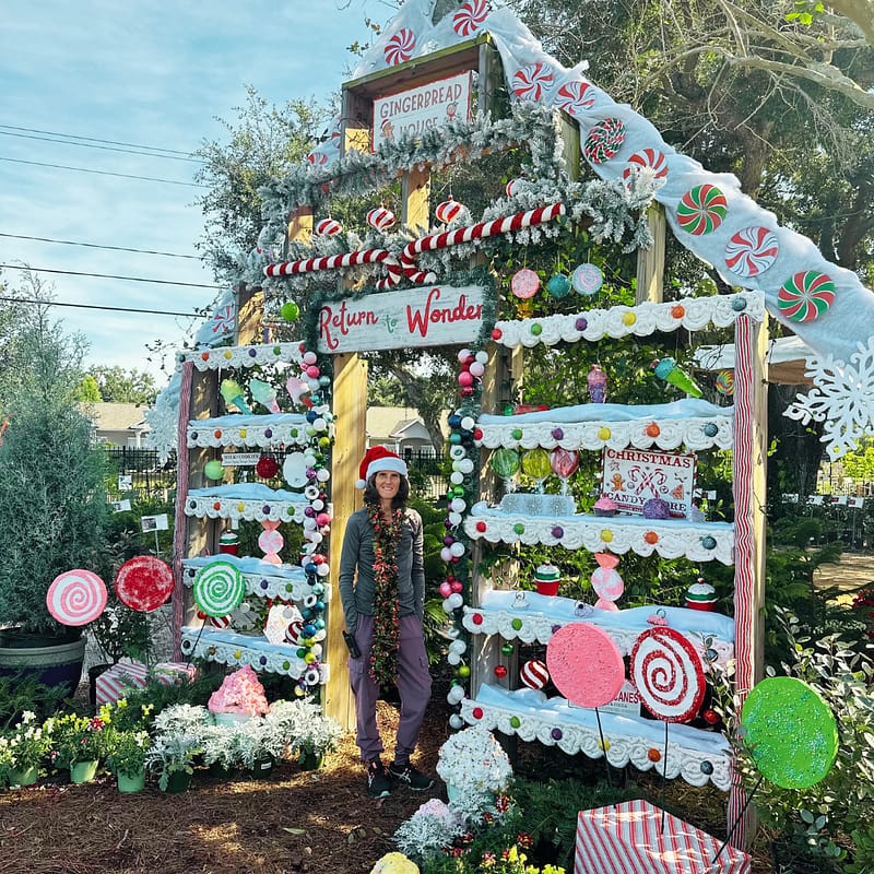 Kerby's Nursery Photo Wall Decorated for Christmas