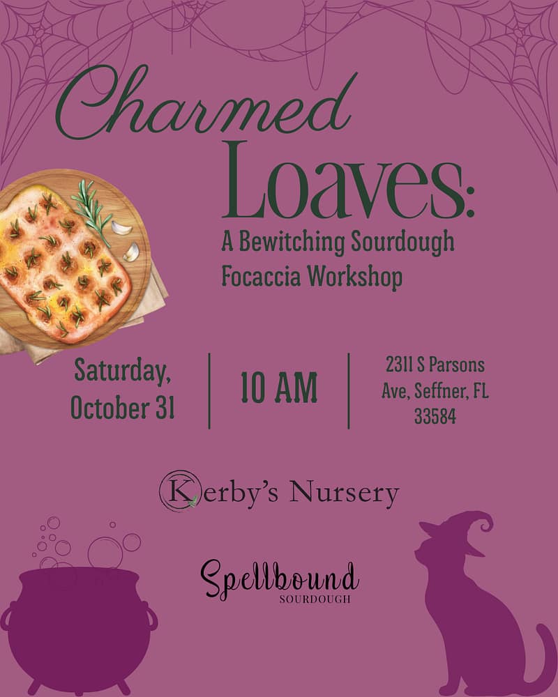 Charmed Loaves: A Bewitching Sourdough Focaccia Workshop at Kerby's Nursery, October 31, 2026