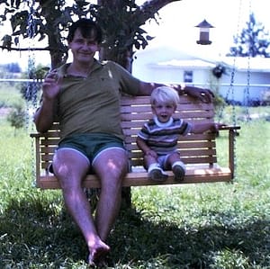 Joey (Toddler) with His Dad on a Garden Swing