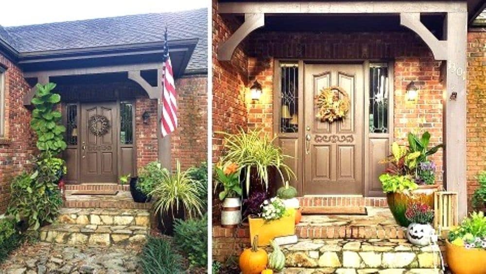 Front Porch Before and After for Fall