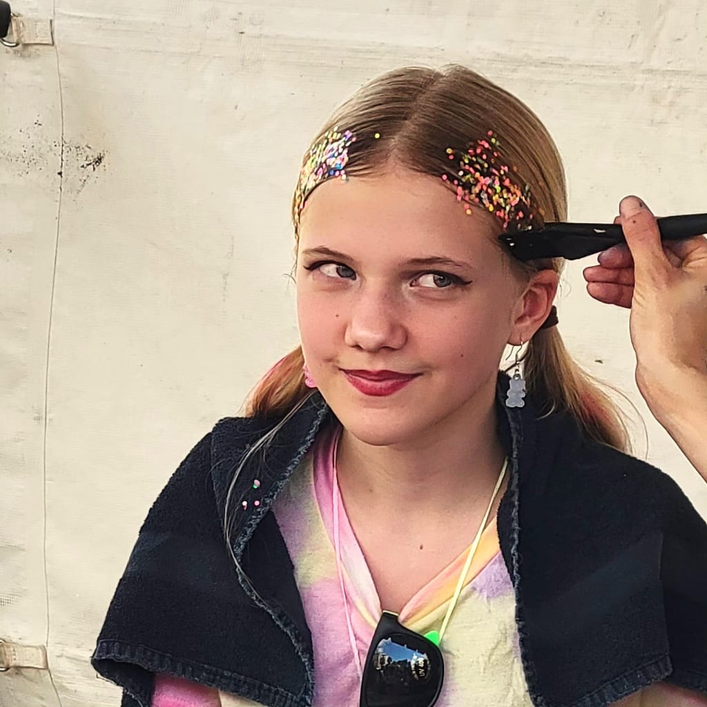 Abby Getting Her Hair Painted