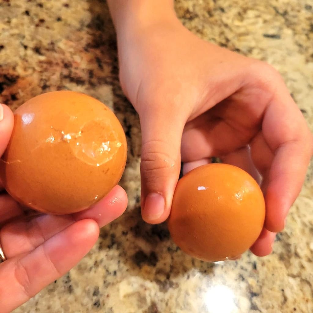 Showing the Result of Jarping (tapping the ends of 2 eggs together to see which breaks)