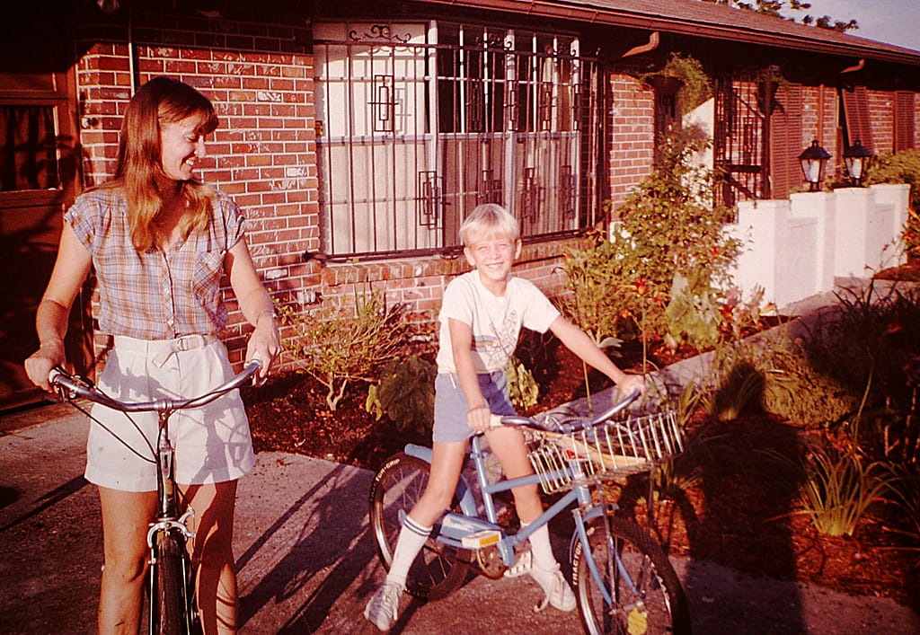 Joey and Sharon on Bikes When Joey Was Young