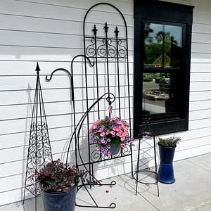 Outdoor Living Items: Trellises, Shepherd's Hook, Pottery, Plants