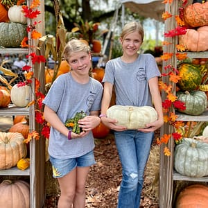 Girls (Abby and Maddy) in the Kerby's Nursery Pumpkin Patch