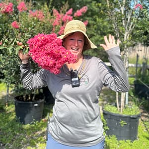 Lady Holding Crape Myrtle Bloom the Size of Her Head