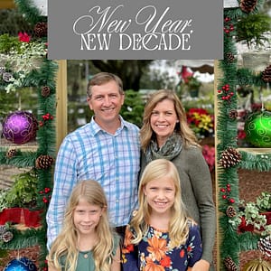 Dad, Mom, Two Girls (Bokor Family) with Holiday Decor