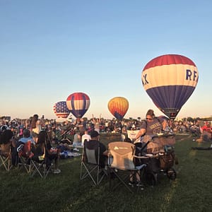 Several Hot Air Balloons in the Sky at Twilight