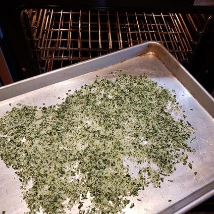 Herb Salt Spread Out on a Pan for Drying