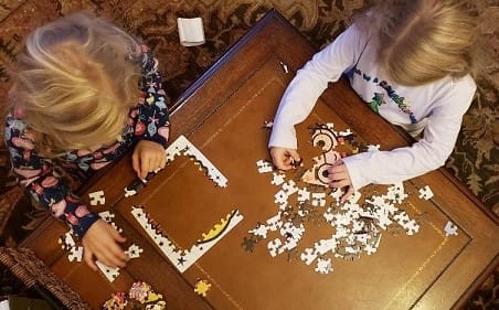 Girls Doing Puzzles