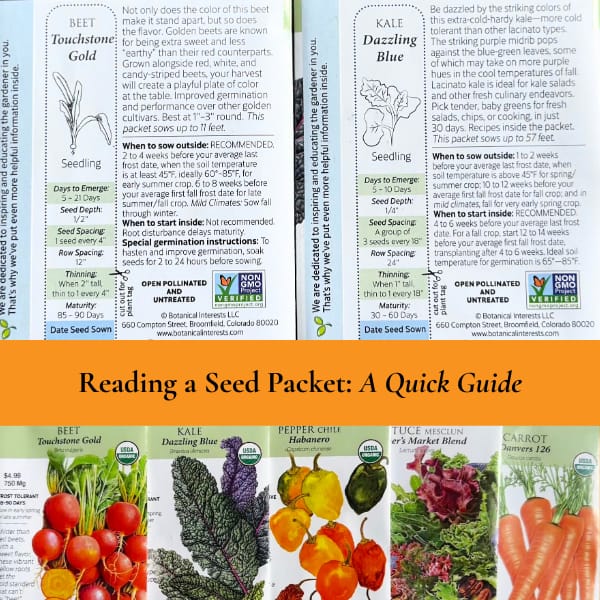 Pictures of Seed Packets, Front and Back