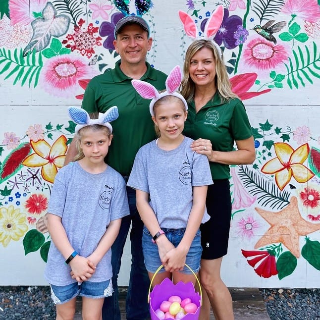 The Bokor Family Wearing Bunny Ears at the Kerby's Nursery Easter Egg Hunt