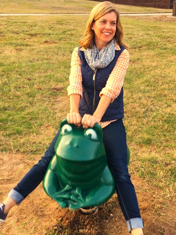 Kim on Frog Toy