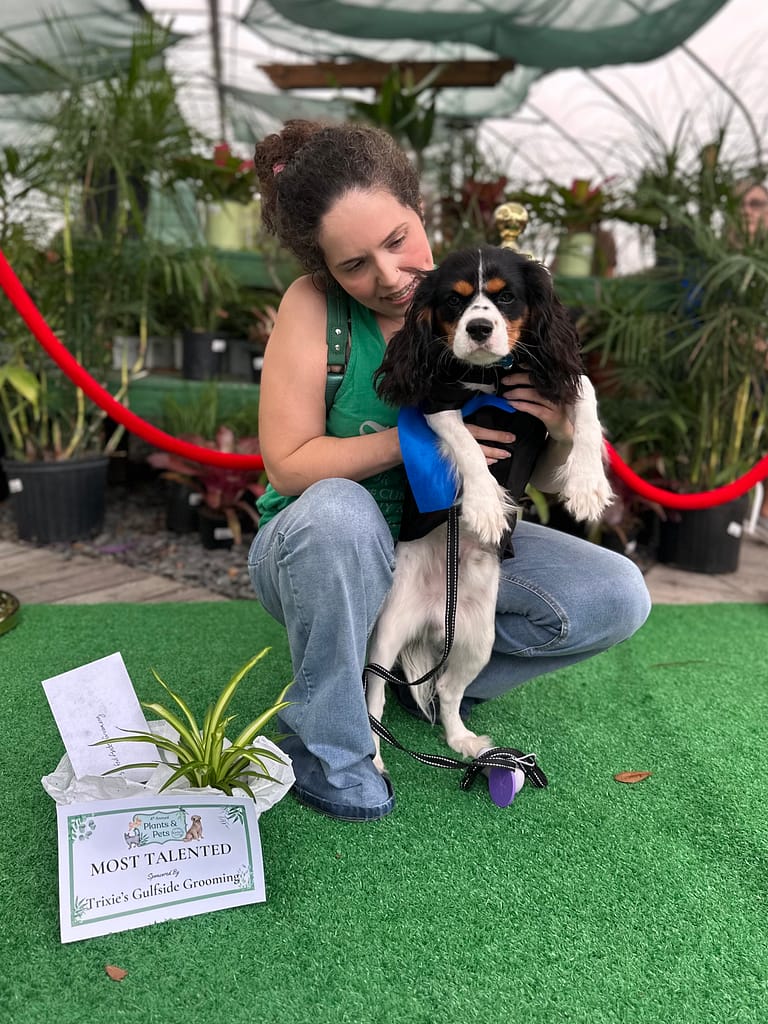 Lady with Dog Wearing Snape Costume from Harry Potter