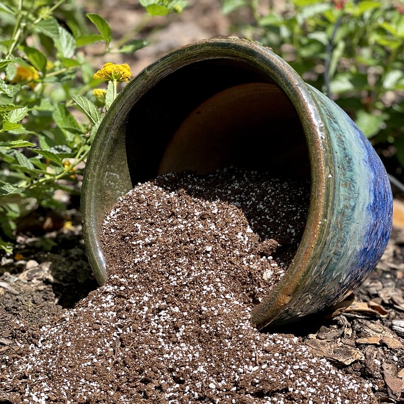 Good Soil Spilling Out of a Pot