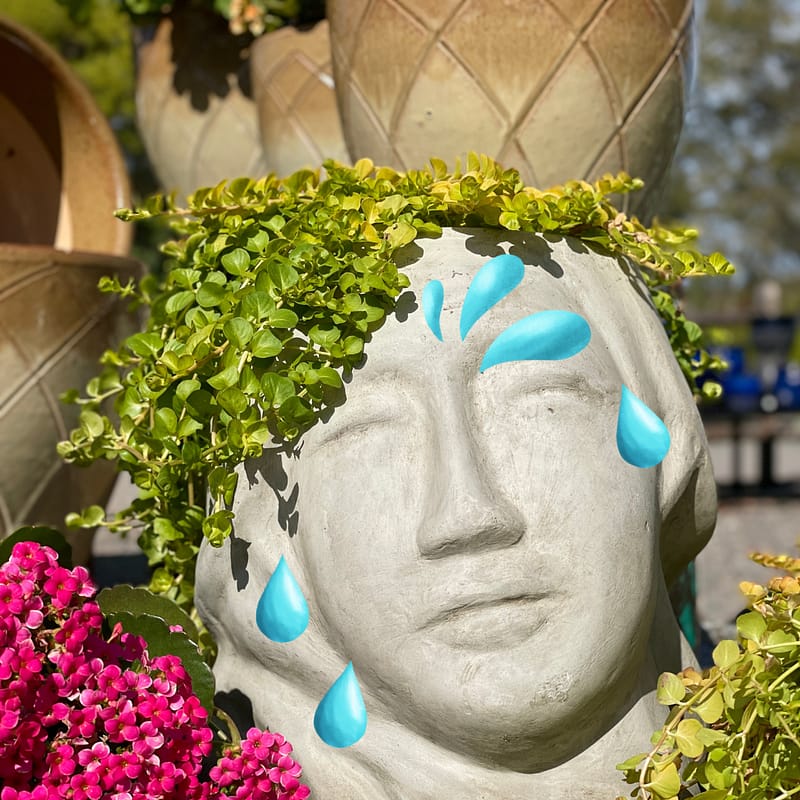 Statue with Fake Sweat Running Down Face