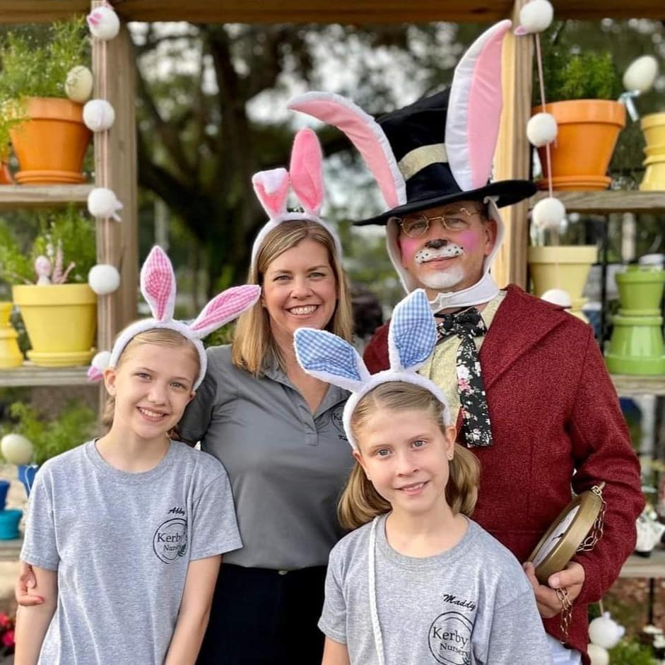 The Bokor Family Wearing Bunny Ears at the Kerby's Nursery Easter Egg Hunt