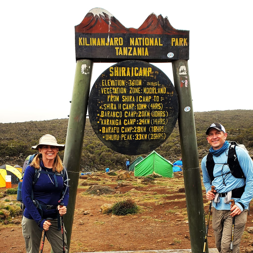Kim and Joey at the Shira I Camp on the Mt. Kilimanjaro Trail