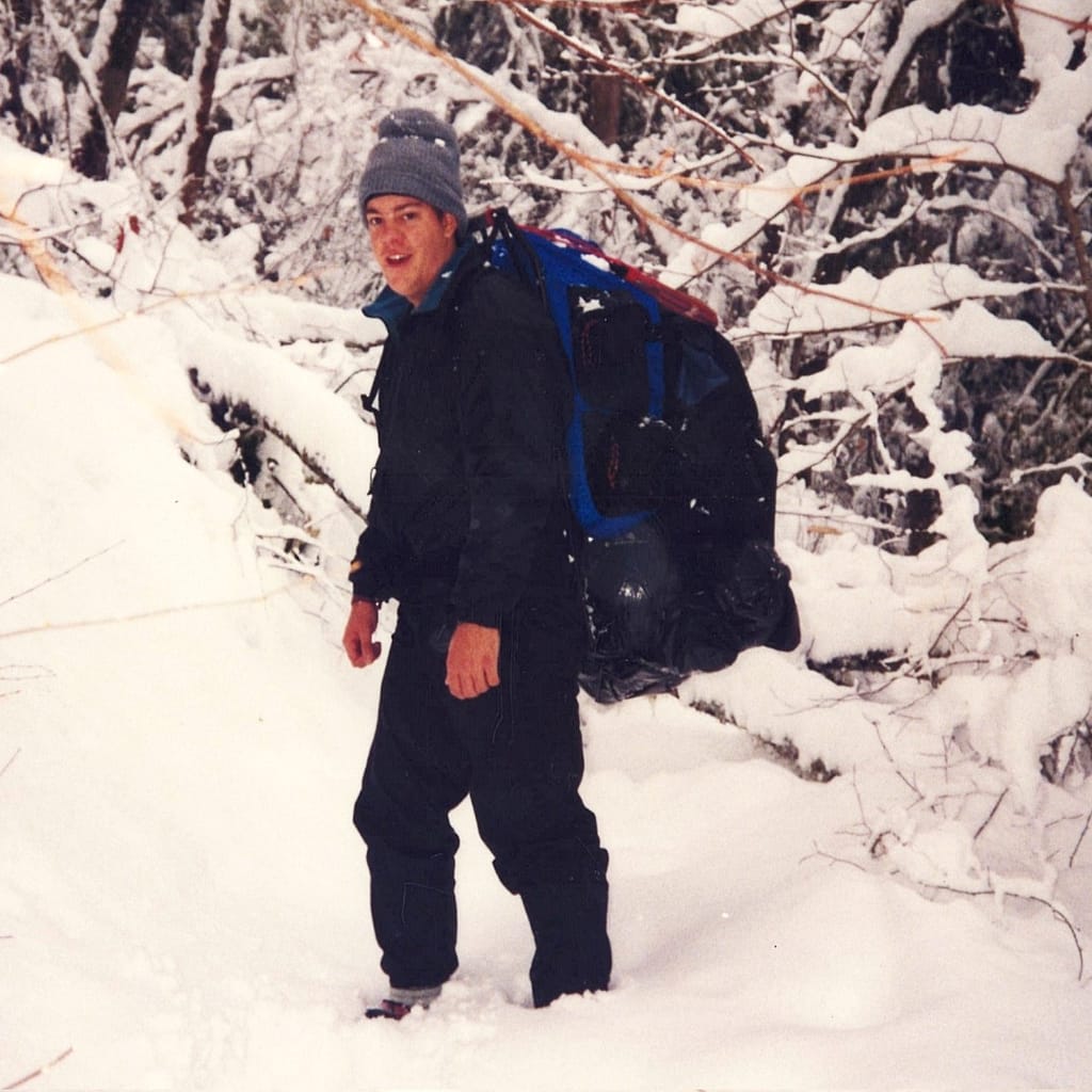Man Hiking in the Snow