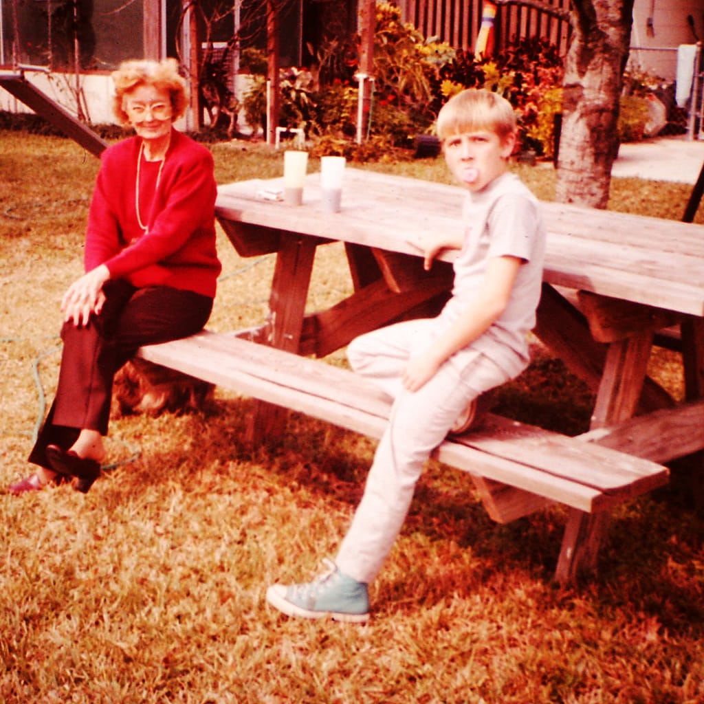 Grandma with Boy (Joey) at Picnic Table