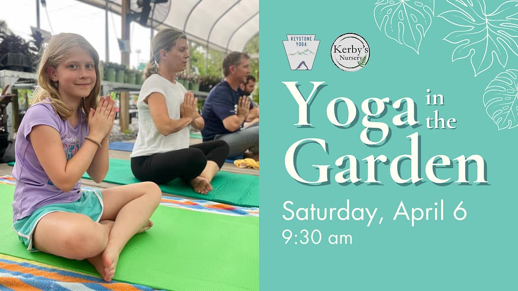 People Doing Yoga: Yoga in the Garden at Kerby's Nursery