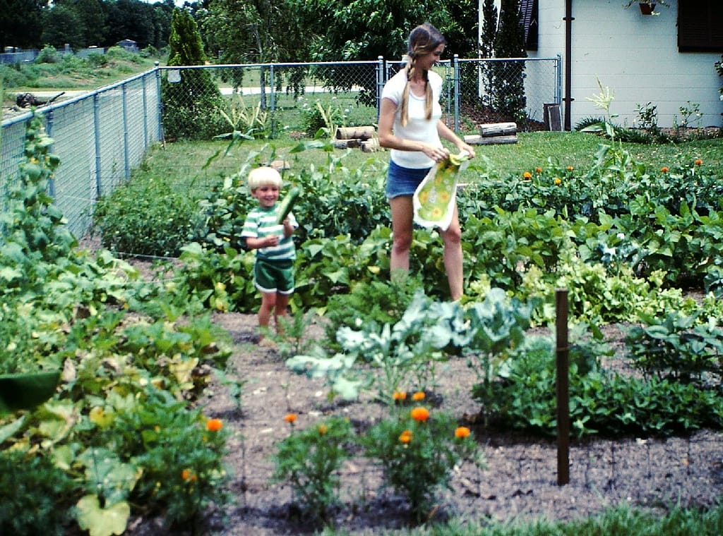 Little Boy (Joey) with His Mother in the Vegetable Garden