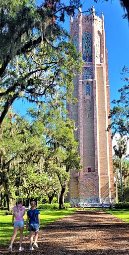 Abby and Maddy looking at Bok Tower