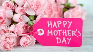 Happy Mother's Day Tag on Pink Roses