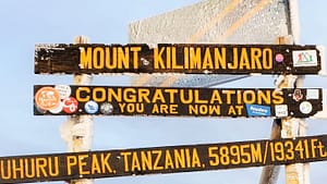 The Summit Sign at the Top of Mt. Kilimanjaro