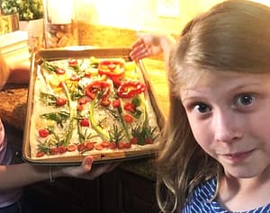 Maddy with the Garden Art Pizza