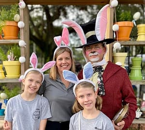 The Bokor Family at the Easter Egg Hunt with Joey as the White Rabbit