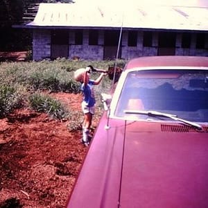 Joey Scooping Manure in to The Punkin (Ford Ranchero)
