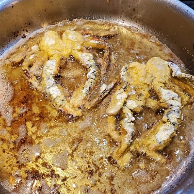 Soft Shell Crabs Frying in the Pan