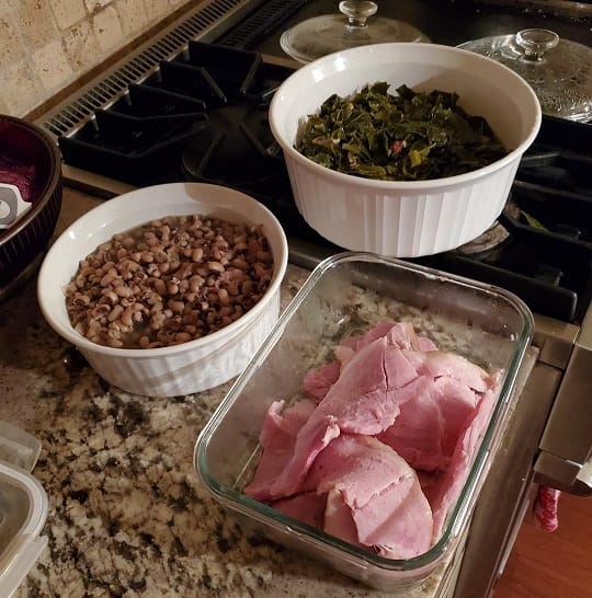 New Year's Good Luck Food: Ham, Black-Eyed Peas, Collard Greens