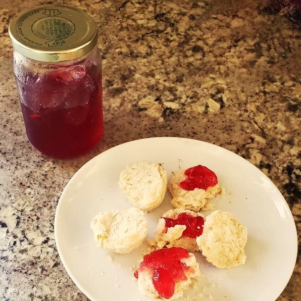 Beautyberry Jelly on Biscuits